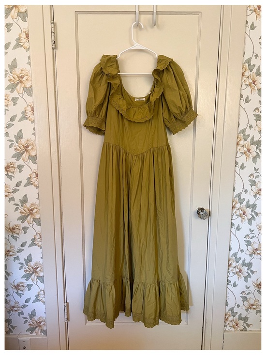 Doen Dresses & Skirts - Doen Olive Green Ruffle Maxi Dress